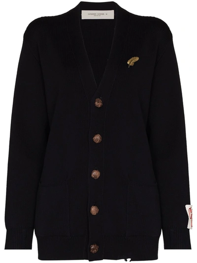 Golden Goose V-neck Button-fastening Cardigan In Dark Blue