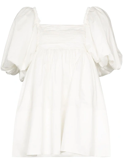 Aje Casabianca Puff Sleeve Cotton Minidress In Ivory