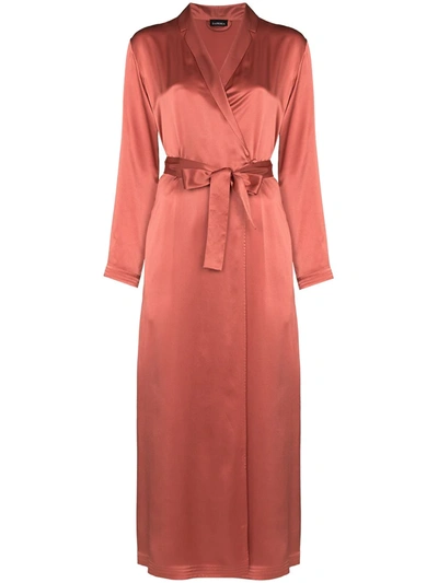 La Perla Tie-waist Silk Dressing Gown In Orange