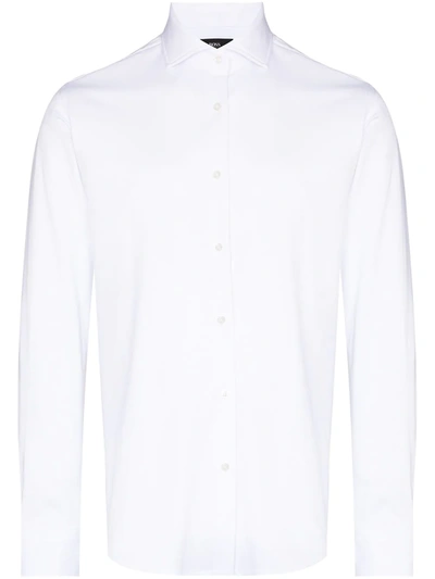 Hugo Boss Spread-collar Linen-blend Shirt In White
