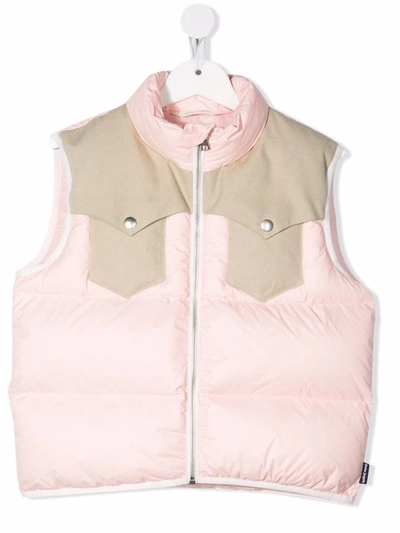 Palm Angels Kids' Logo-print Quilted Shell Gilet 10-12 Years In Pink