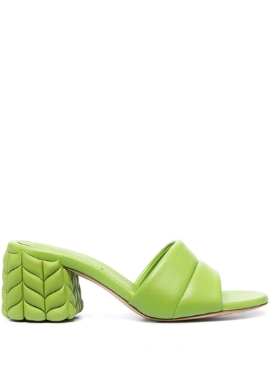 Gianvito Rossi Florea Quilted-heel Leather Mules In Green