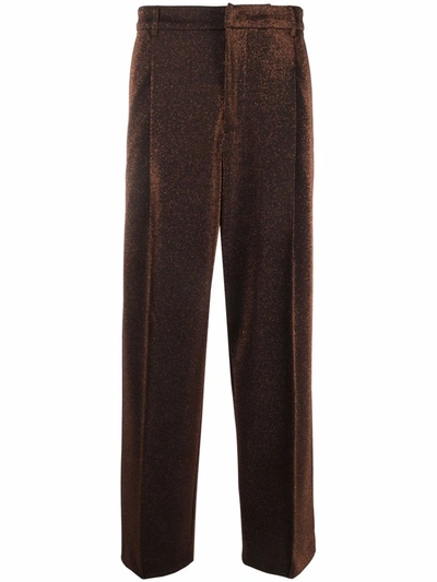 A Better Mistake Exposed Straight-leg Trousers In Brown