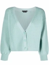 Alice And Olivia Zelina Mint Cable-knit Cardigan In Light Blue