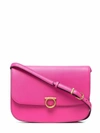 Shop Ferragamo Gancini Rounded Flap Shoulder Bag In Pink