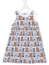 Moschino Kids' Digital-teddy Logo-print Dress In White