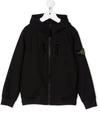 Stone Island Kids Boys Black Cotton Hoodie With Logo In Black