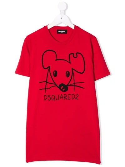 Dsquared2 Teen Logo-print T-shirt In Red