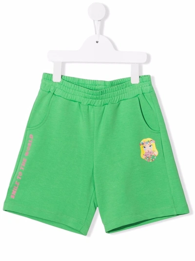 Chiara Ferragni Kids' Logo-print Track Shorts In Green