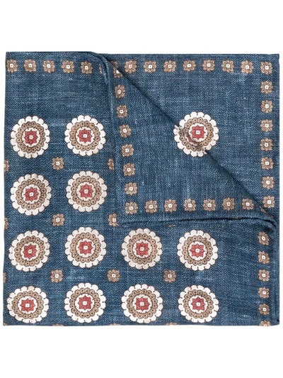 Brunello Cucinelli Flower-print Denim Scarf In Blue