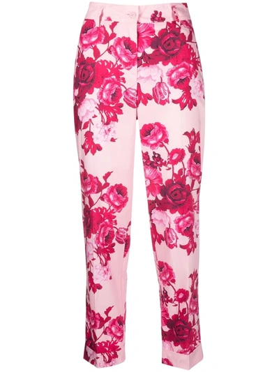 P.a.r.o.s.h Floral-print Tailored Trousers In Pink