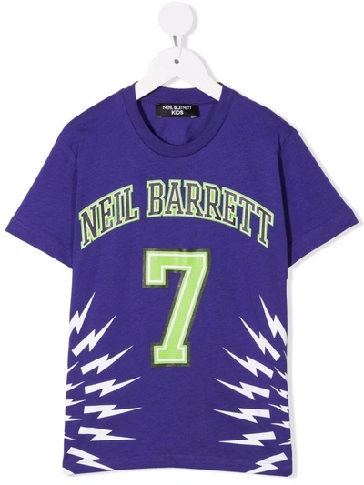 Neil Barrett Kids' Lightning Bolt Print T-shirt In Violet