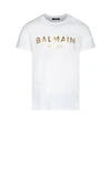Balmain Cotton T-shirt With Laminated Logo Print