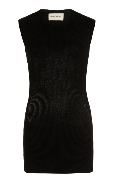 Loulou Studio Women's Lindau Open-back Stretch Silk And Cotton-blend Top In Black,ivory