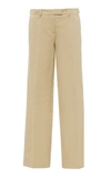 Miu Miu Mid-rise Wide-leg Cotton Chinos In Neutral