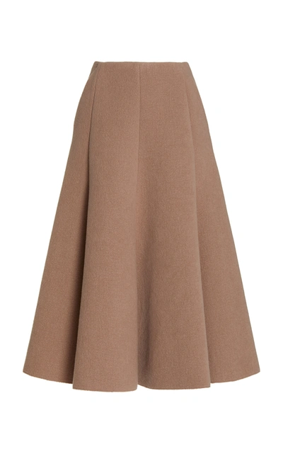 Gabriela Hearst Maureen High-rise Pleated Midi Skirt In Camel