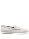 Tod's Woven-sole Suede Loafers In Neutrals