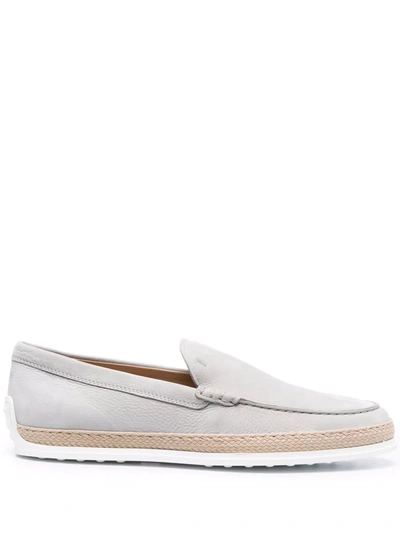 Tod's Woven-sole Suede Loafers In Neutrals