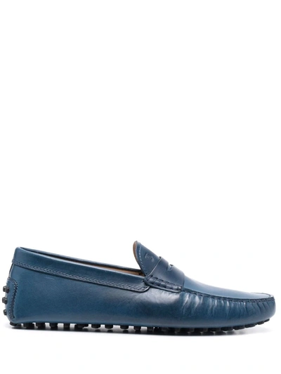 Tod's Gommino Leather Moccasin Loafers In Blau