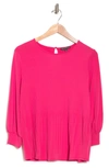 Adrianna Papell Solid Moss Crepe Pleated Top In Raspberry Sorbet