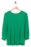 Adrianna Papell Solid Moss Crepe Pleated Top In Vivid Green