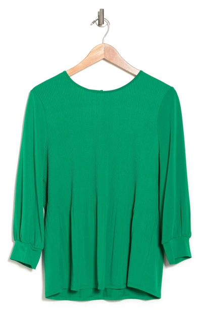 Adrianna Papell Solid Moss Crepe Pleated Top In Vivid Green