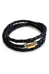 Liza Schwartz Leather Wrap Bracelet In Black