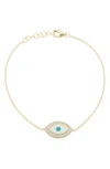 Sphera Milano 14k Gold Plated Sterling Silver & Cz Evil Eye Bracelet In Yellow Gold