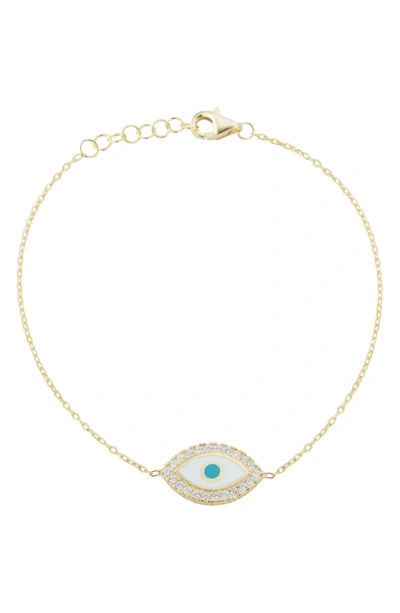 Sphera Milano 14k Gold Plated Sterling Silver & Cz Evil Eye Bracelet In Yellow Gold