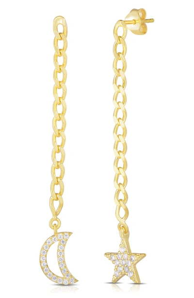 Sphera Milano 14k Gold Plated Sterling Silver & Cz Celestial Drop Earrings In Yellow Gold