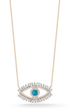 Sphera Milano Sterling Silver & Cz Evil Eye Pendant Necklace In Rose Gold