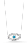 Sphera Milano Sterling Silver & Cz Evil Eye Pendant Necklace In Yellow Gold