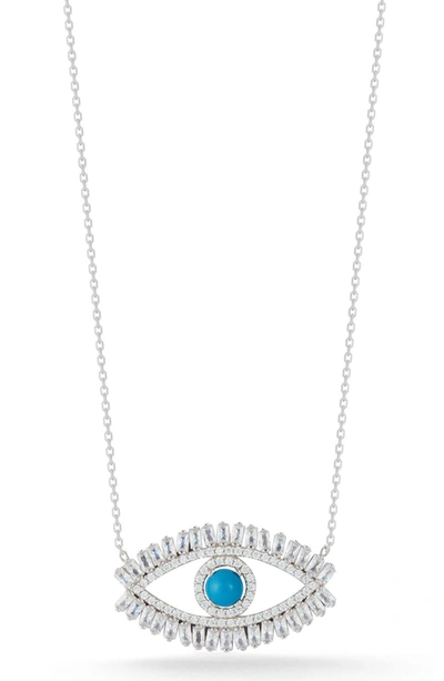 Sphera Milano Sterling Silver & Cz Evil Eye Pendant Necklace In Yellow Gold