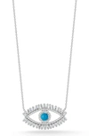 SPHERA MILANO STERLING SILVER & CZ EVIL EYE PENDANT NECKLACE