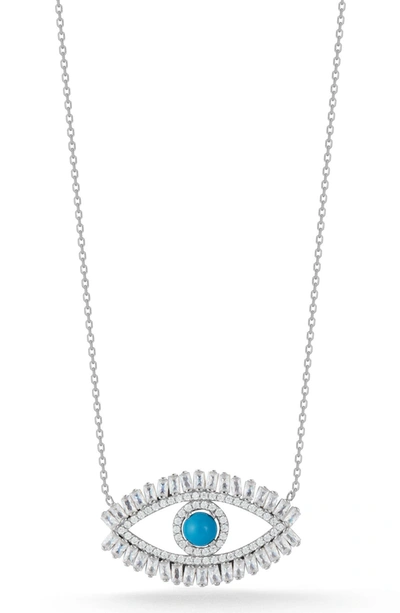 SPHERA MILANO STERLING SILVER & CZ EVIL EYE PENDANT NECKLACE