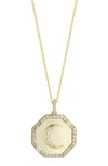 Sphera Milano Sterling Silver & Cz Moon Pendant Necklace In Yellow Gold