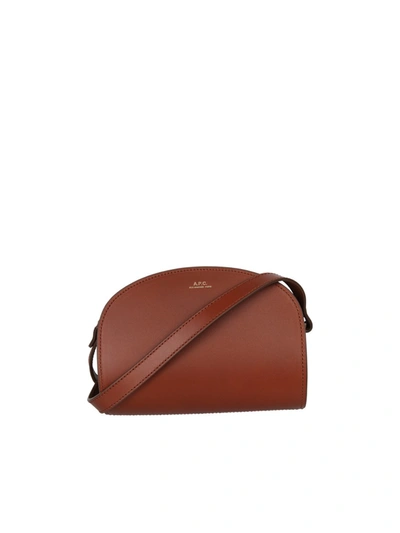Apc Demi Lune Mini Leather Bag In Brown