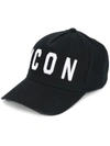 Dsquared2 Icon Embroidered Baseball Cap In Nero Bianco