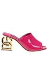 Dolce & Gabbana Women's Interlock Logo Heel Patent Leather Mule Sandals In Pink