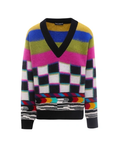 Dolce & Gabbana Technicolor Mohair Blend Sweater In Multi-colored