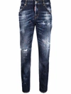 Dsquared2 Blue Paint-splatter Straight-leg Jeans In Blue