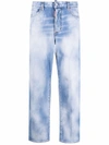 Dsquared2 Blue Bleached Effect Straight-leg Jeans In Blue