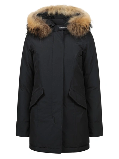 Woolrich Arctic Raccoon Parka In Black