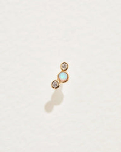 Pamela Love Piercing Bezel Set Crescent Stud In Gold/blue