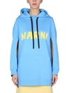 Marni Sweatshirt With Logo Print In Baby Blue