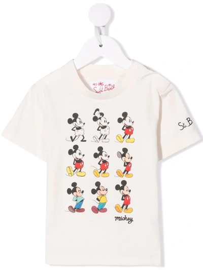 Mc2 Saint Barth Kids' Mickey Mouse-print T-shirt In Neutrals
