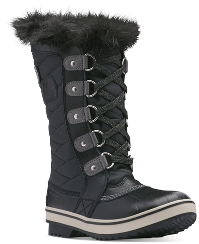 Sorel Kid's Tofino Ii Tall Hiking Boots With Faux Fur-trim, Baby/kids In Black/quarry