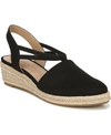 Lifestride Katrina 2 Womens Cushioned Footbed Canvas Wedge Sandals In Black Canvas