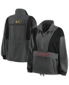 Wear By Erin Andrews Women's  Charcoal Chicago Blackhawks Popover Packable Half-zip Jacket In Charcoal