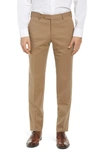 Zanella Parker Flat Front Wool Dress Pants In Khaki